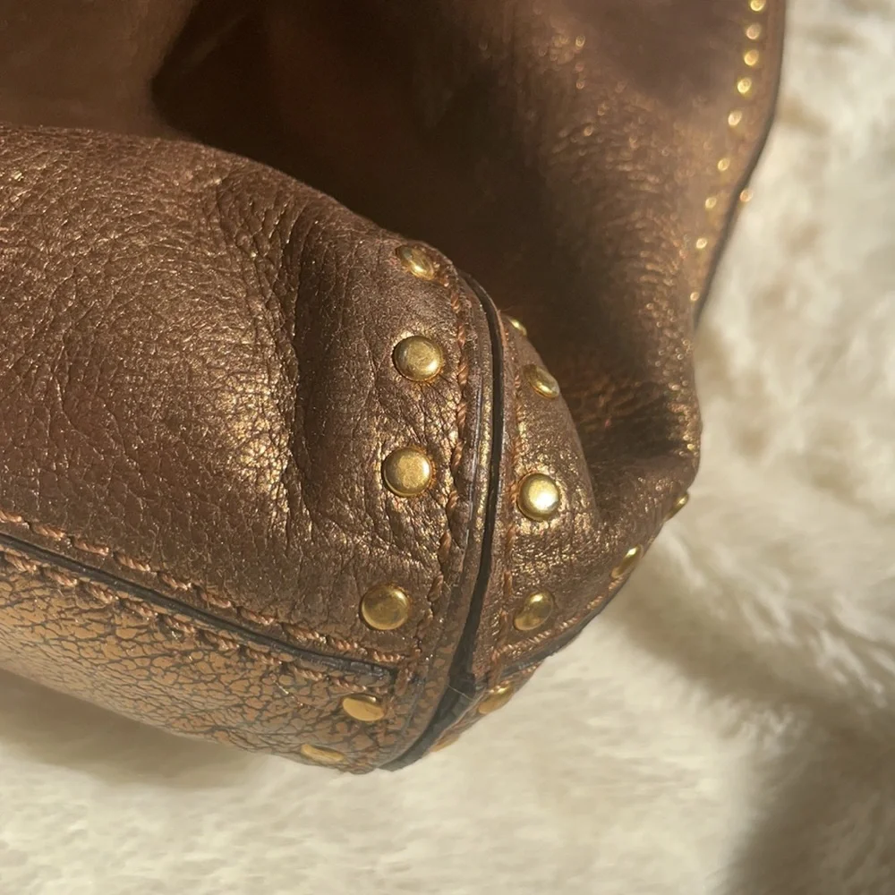 Michael Kors leather bronze brown metallic brown shoulder bag